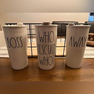 Rae Dunn Ceramic Travel Mugs + Lids